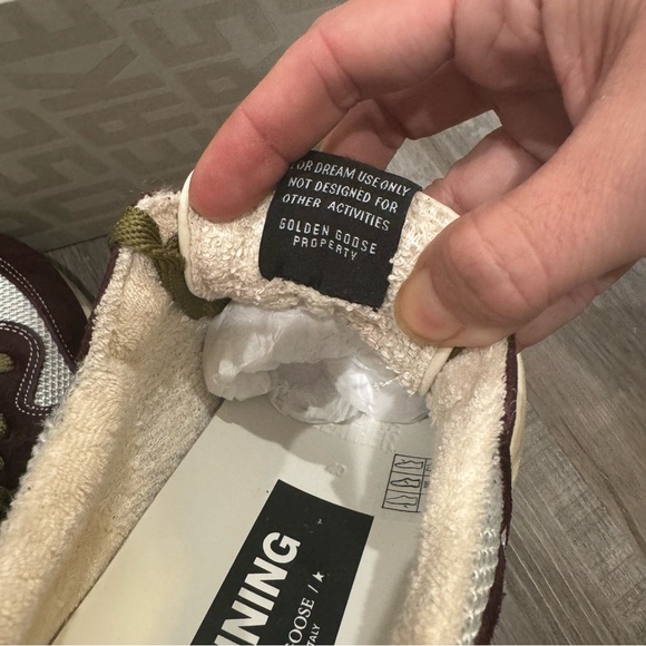 Golden Goose Running Sole Net Upper Shiny Suede Star Red Wine Silver Sneakers - Picture 9 of 14